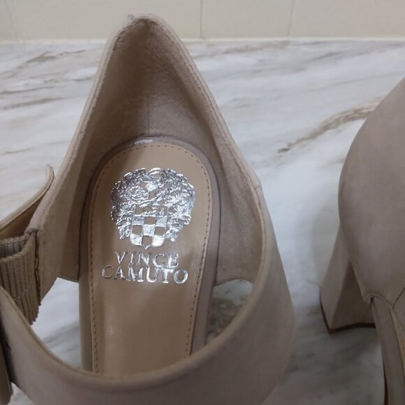 Vince Camuto |  Shelbin 3 Tan Suede Ankle Strap Sandal Size Block Heel | Size10M - Picture 7 of 15